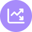 Icon of a fluctuating chart with both upward and downward arrows