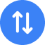 Circled blue icon with upward and downward arrows