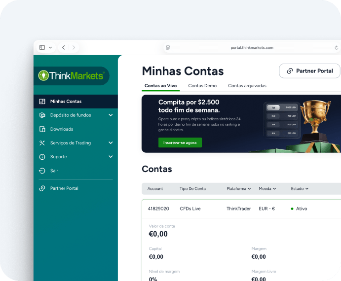 Painel do ThinkPortal com o banner de inscrição na Weekend League