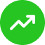 Icon of an upward trending chart in a green circle