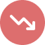 Icon of a downward trending chart in a red circle